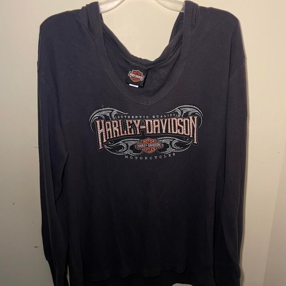 Harley-davidson Women's Black and Grey Hoodie